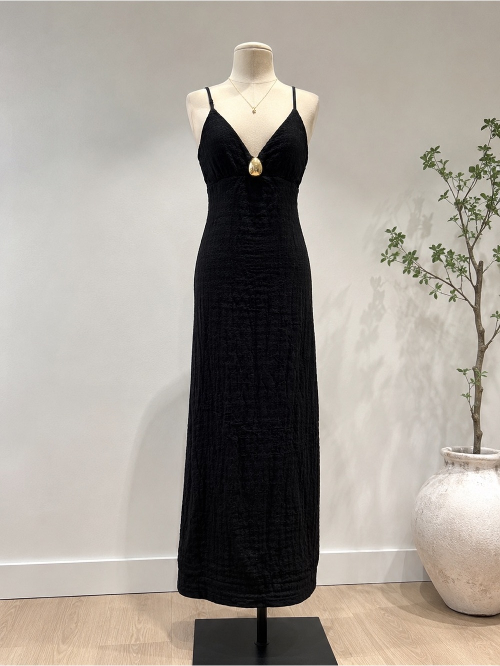 Classic Black Spaghetti-Strap Maxi Dress